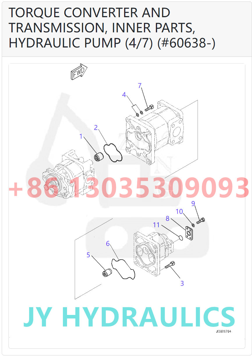 KOMATSU WA600-6 WHEEL LOADER 705-55-43040 HYDRAULIC PUMP