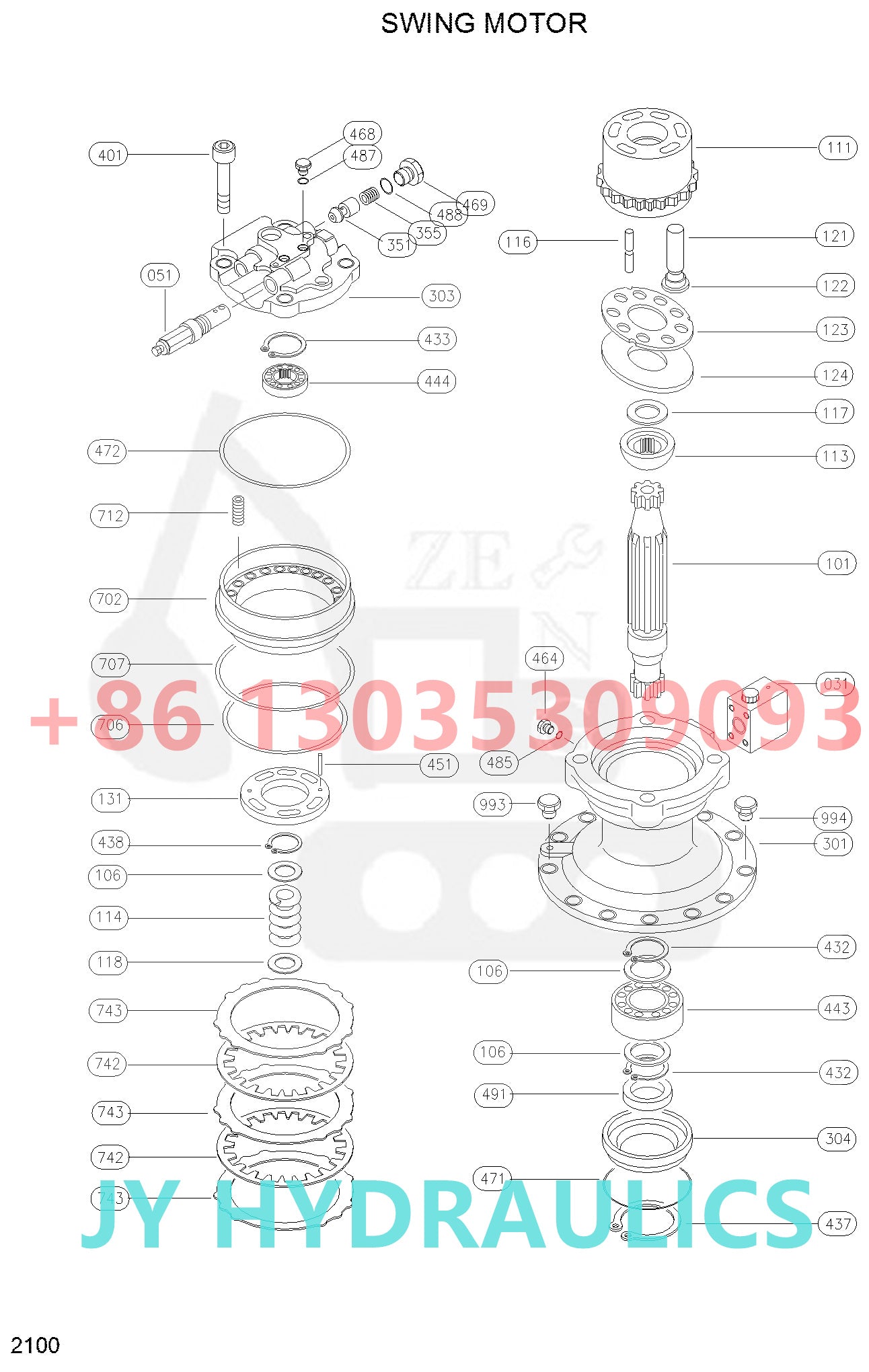 HYUNDAI R290LC R290LC-3 R290LC-3H EXCAVATOR 31E9-0005 Y33700953 SWING MOTOR AND SPARE PARTS