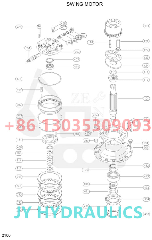 HYUNDAI R290LC R290LC-3 R290LC-3H EXCAVATOR 31E9-0005 Y33700953 SWING MOTOR AND SPARE PARTS