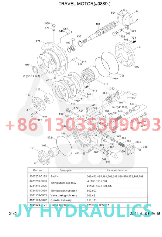 HYUNDAI 33HDLL R250LC-3 R290LC-3 R290LC-3H R290LC-3_LL/RB R290LC-7 EXCAVATOR 31E9-00030 33822J-02A 33822J-02B 33822J-02C 33822J-02D TRAVEL MOTOR ROTARY GROUP AND SPARE PARTS