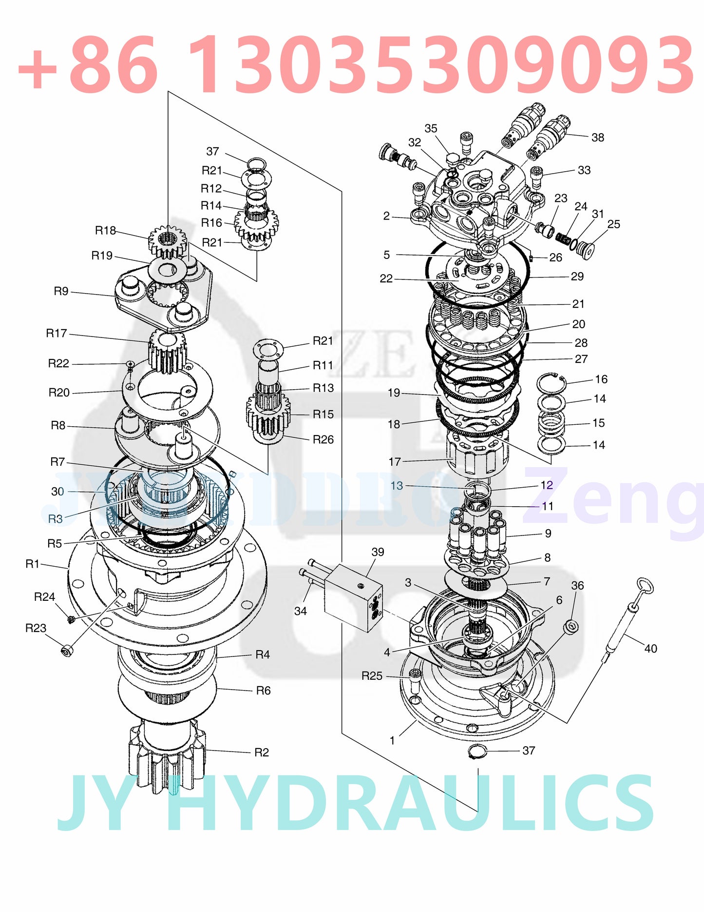 DOOSAN DX80R E80 EXCAVATOR K1042873 170303-00032 170303-00032A 170303-00032B  170303-00032C 170303-00032E  170303-00032G SWING MOTOR ROTARY GROUP