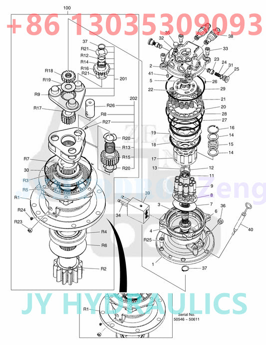 DOOSAN DX80R E80 EXCAVATOR K1042873 170303-00032 170303-00032A 170303-00032B  170303-00032C 170303-00032E  170303-00032G SWING MOTOR ROTARY GROUP AND SPARE PARTS