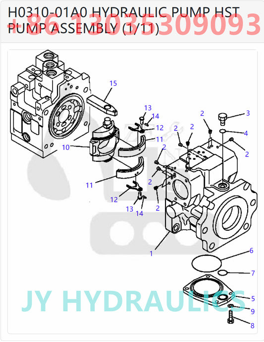 KOMATSU D51EX/PX-22 BULLDOZERS 720-2L-00020 720-2L-01020 HST PUMP PARTS