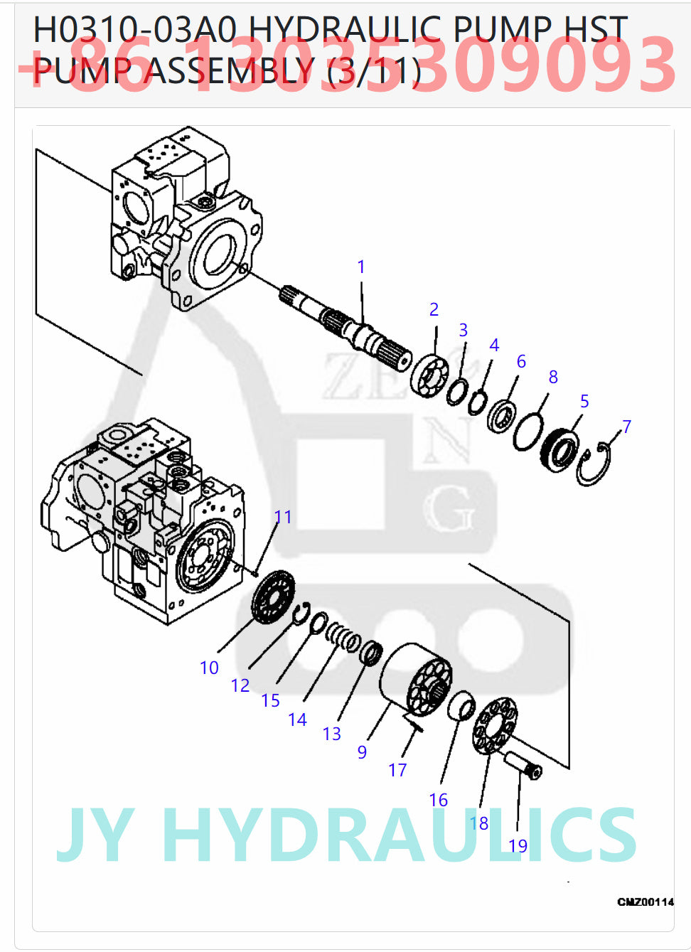 KOMATSU D51EX/PX-22 BULLDOZERS 720-2L-00020 720-2L-01020 HST PUMP PARTS