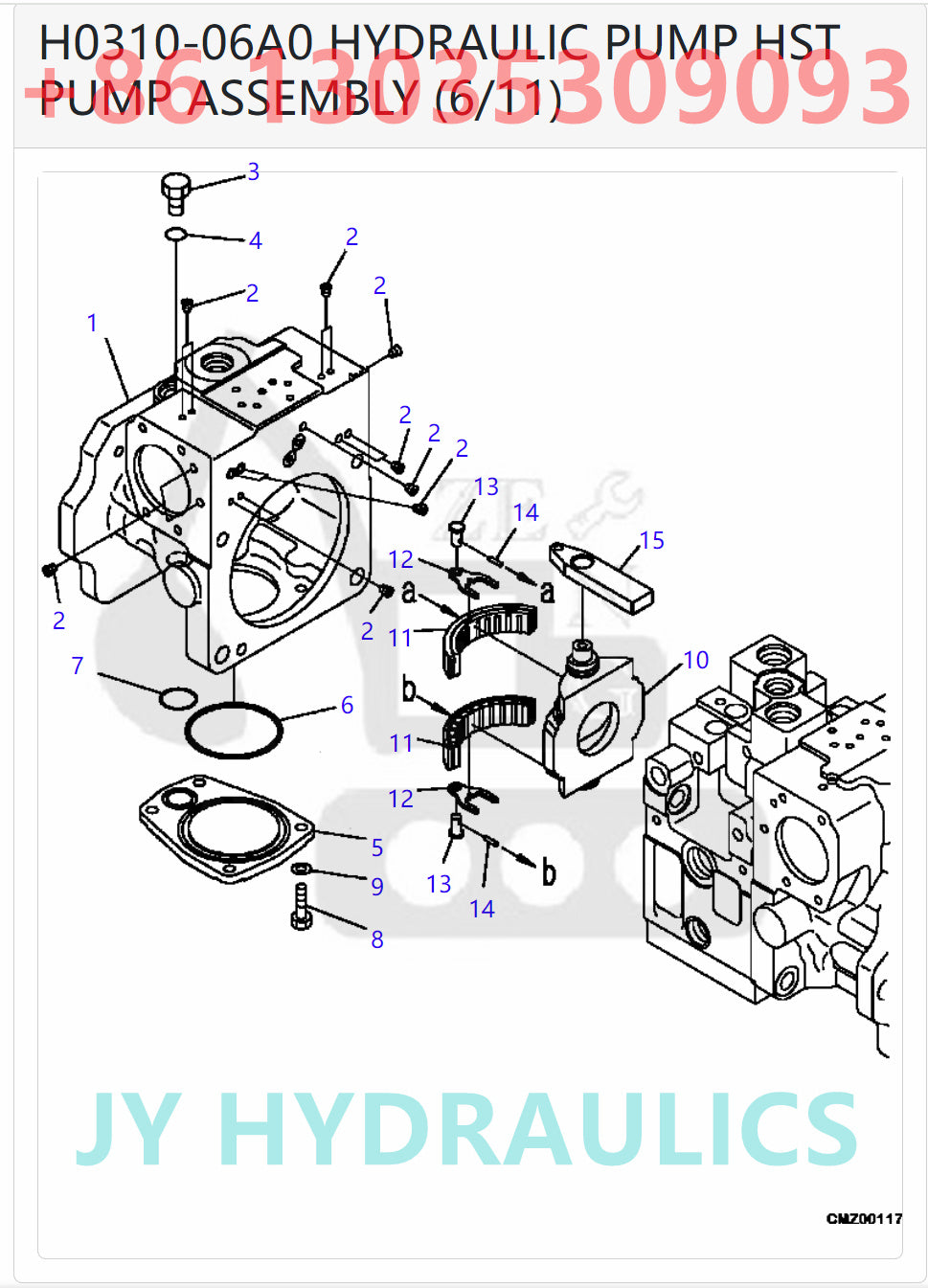 KOMATSU D51EX/PX-22 BULLDOZERS 720-2L-00020 720-2L-01020 HST PUMP PARTS