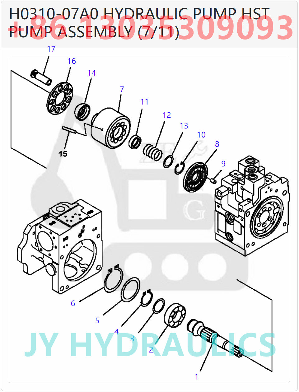 KOMATSU D51EX/PX-22 BULLDOZERS 720-2L-00020 720-2L-01020 HST PUMP PARTS