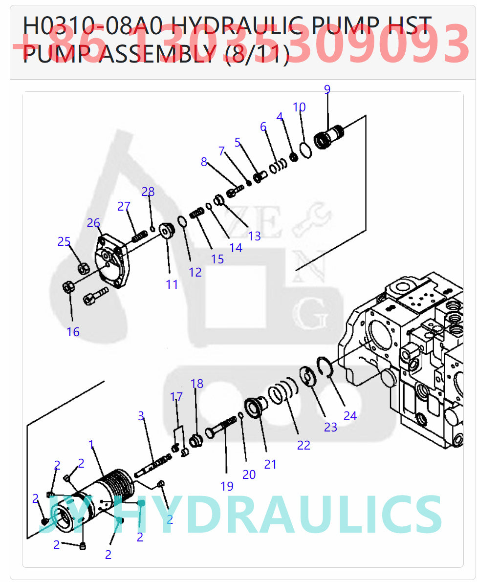 KOMATSU D51EX/PX-22 BULLDOZERS 720-2L-00020 720-2L-01020 HST PUMP PARTS