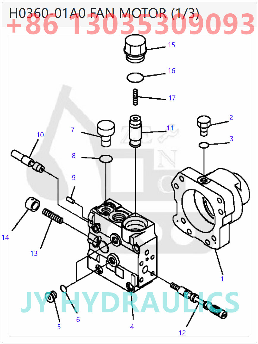 KOMATSU D51EX/PX-22 EXCAVATOR 708-7R-00690 FAN MOTOR ROTARY GROUP AND SPARE PARTS
