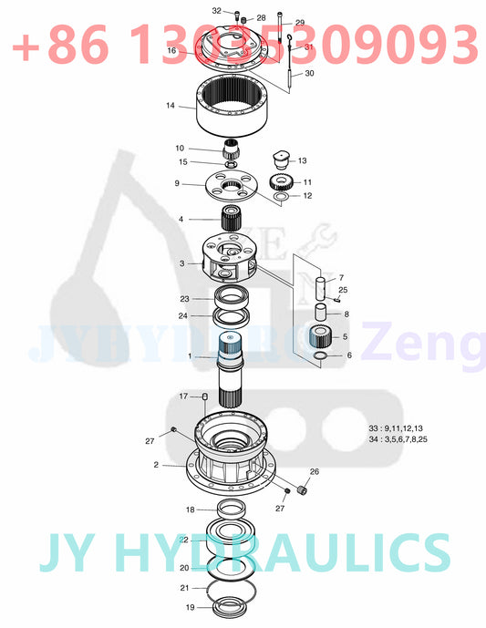 DOOSAN SOLAR 420LC-V EXCAVATOR SWING REDUCTION GEAR