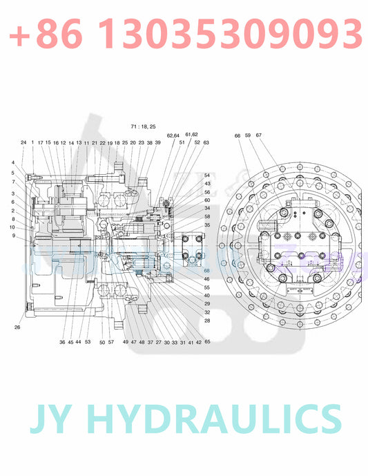 DOOSAN DX420LC SOLAR 420LC-V EXCAVATOR 2401-6357C 401-00004 TRAVEL MOTOR ROTARY GROUP AND SPARE PARTS