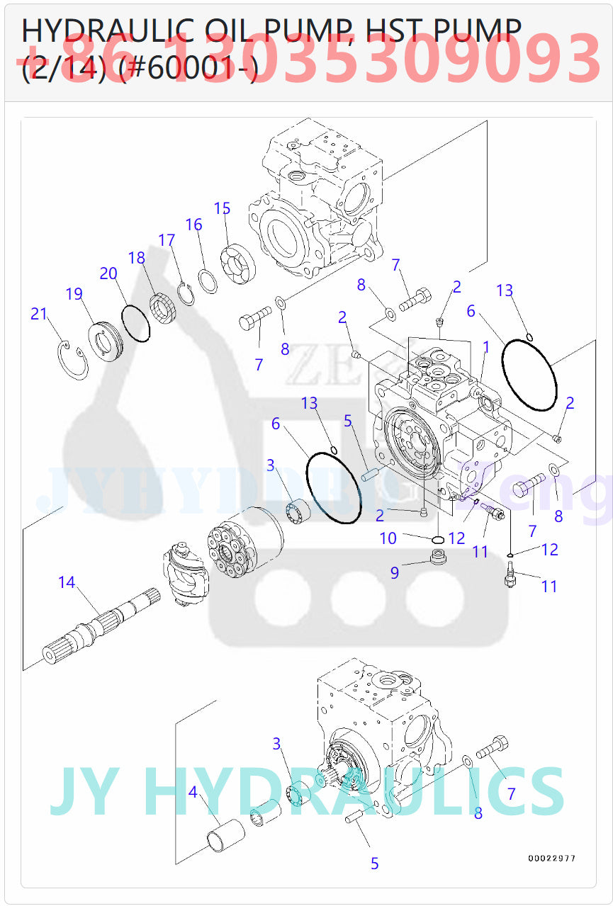KOMATSU D31EX-22 D31PX-22 D37EX-22 D37EX-22 BULLDOZERS 720-2M-00081 720-2M-01081 PUMP ASSEMBLY PARTS