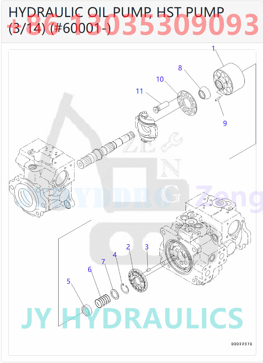 KOMATSU D31EX-22 D31PX-22 D37EX-22 D37EX-22 BULLDOZERS 720-2M-00081 720-2M-01081 PUMP ASSEMBLY ROATRY GROUP