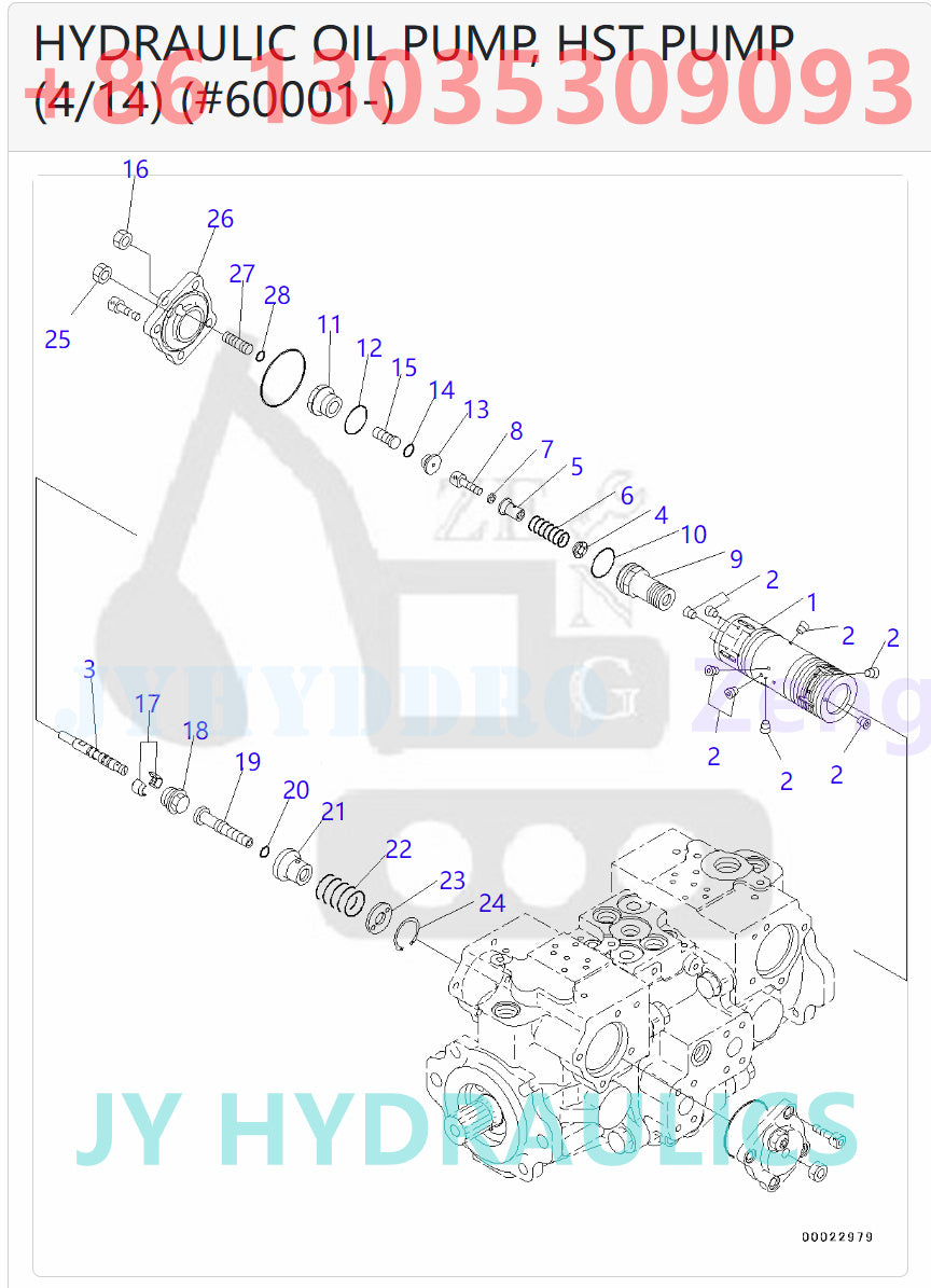KOMATSU D31EX-22 D31PX-22 D37EX-22 D37EX-22 BULLDOZERS 720-2M-00081 720-2M-01081 PUMP ASSEMBLY PARTS