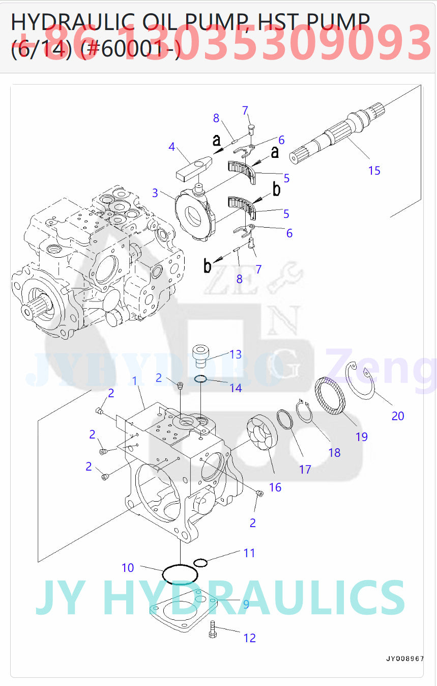 KOMATSU D31EX-22 D31PX-22 D37EX-22 D37EX-22 BULLDOZERS 720-2M-00081 720-2M-01081 PUMP ASSEMBLY ROATRY GROUP AND SPARE PARTS