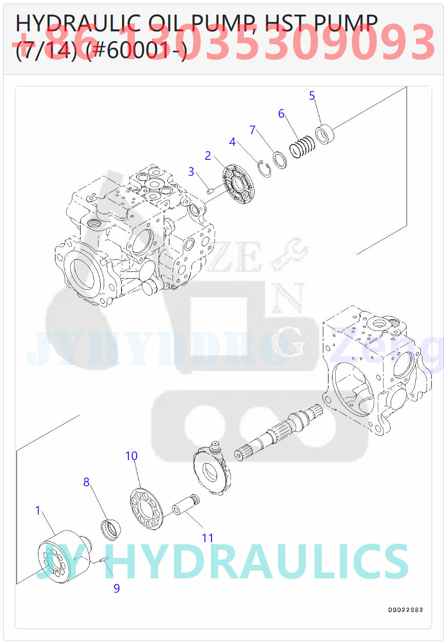 KOMATSU D31EX-22 D31PX-22 D37EX-22 D37EX-22 BULLDOZERS 720-2M-00081 720-2M-01081 PUMP ASSEMBLY ROATRY GROUP