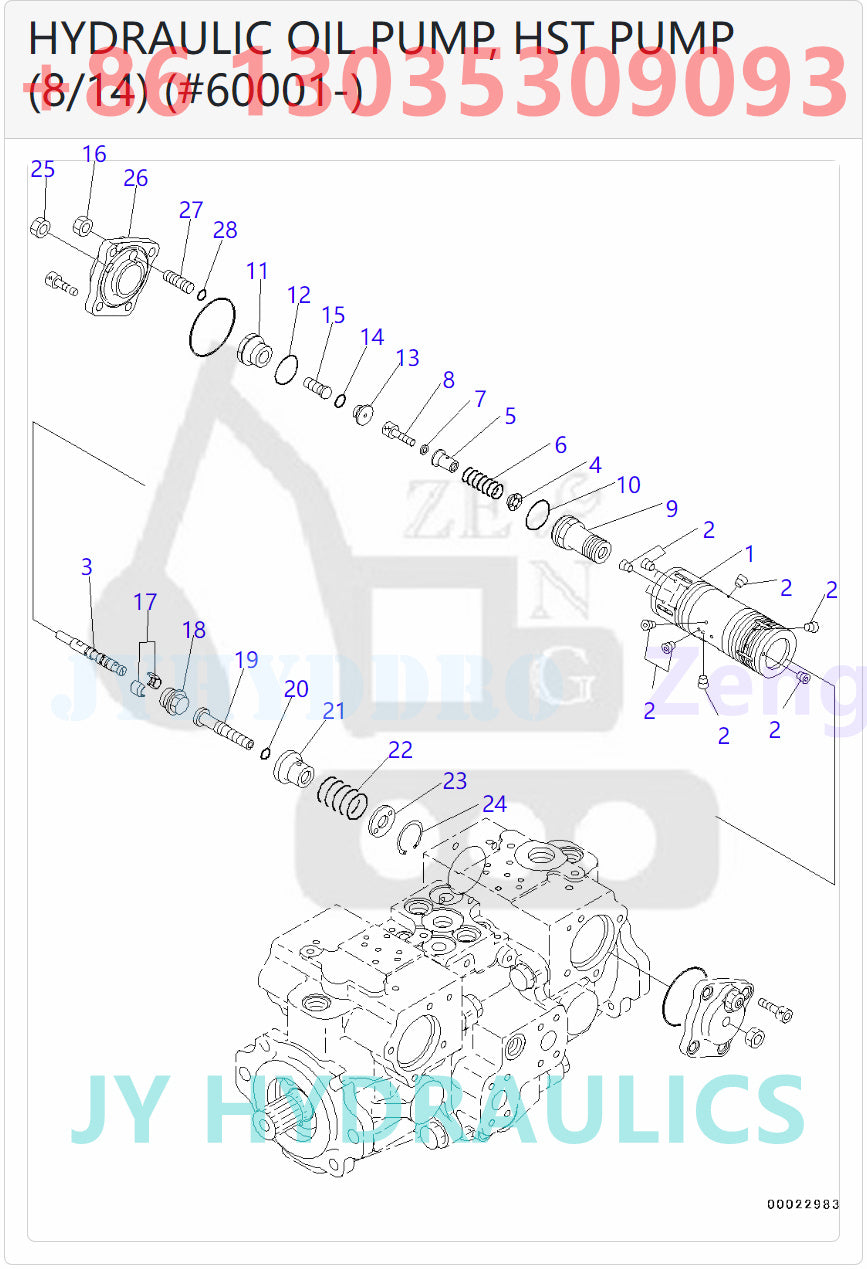 KOMATSU D31EX-22 D31PX-22 D37EX-22 D37EX-22 BULLDOZERS 720-2M-00081 720-2M-01081 PUMP ASSEMBLY PARTS