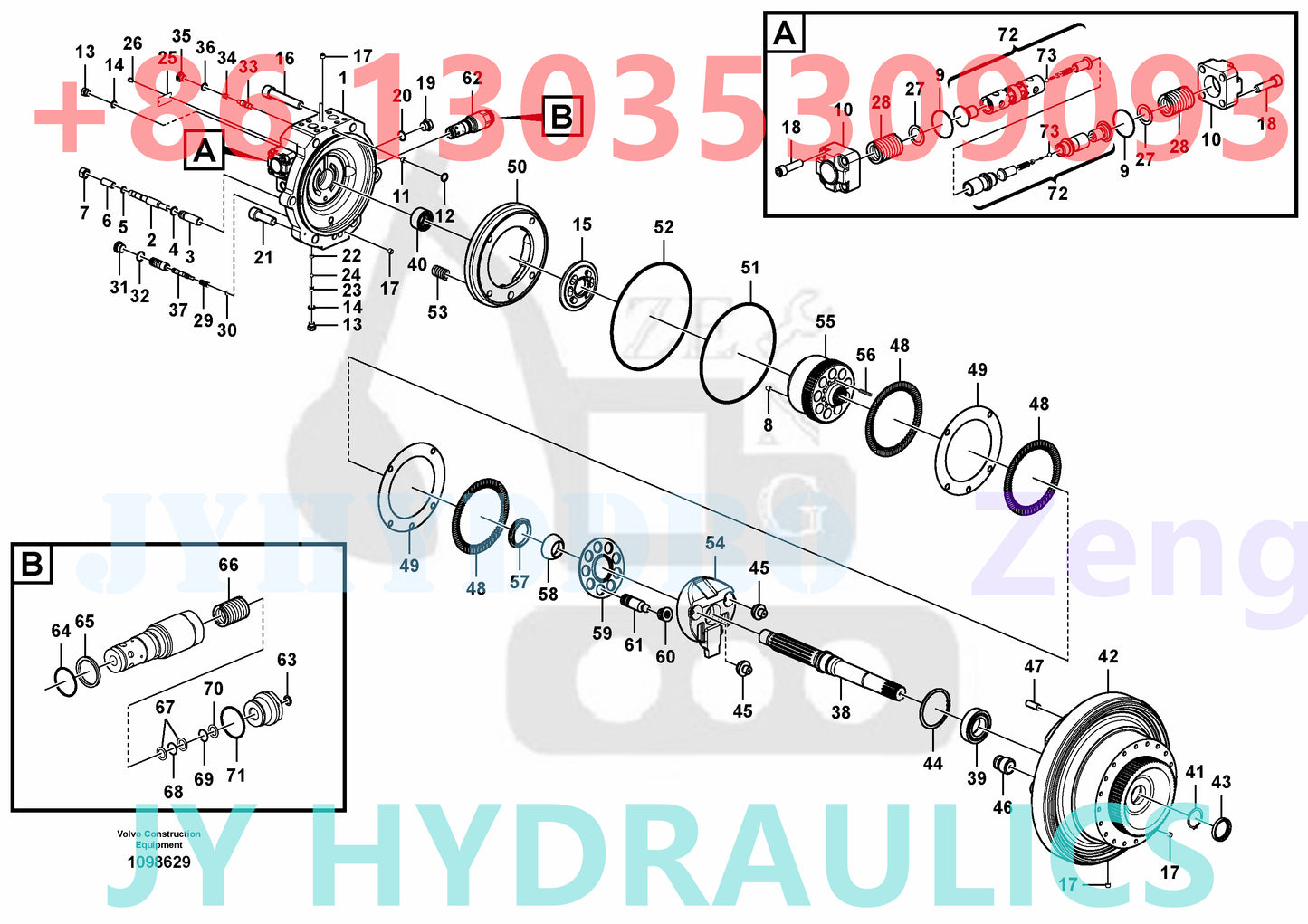 VOLVO EC300D EC300E EC340D EC350D EC350E EC380D EC380DHR EC380E EC380EHR EXCAVATOR VOE14606699  HEAVY TRAVEL MOTOR ROTARY GROUP