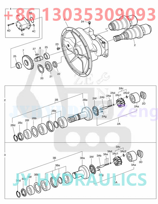DOOSAN DX210W WHEEL EXCAVATOR 400914-00104 400914-00104A K1003934B MAIN PUMP ROTARY GROUP AND SPARE PARTS