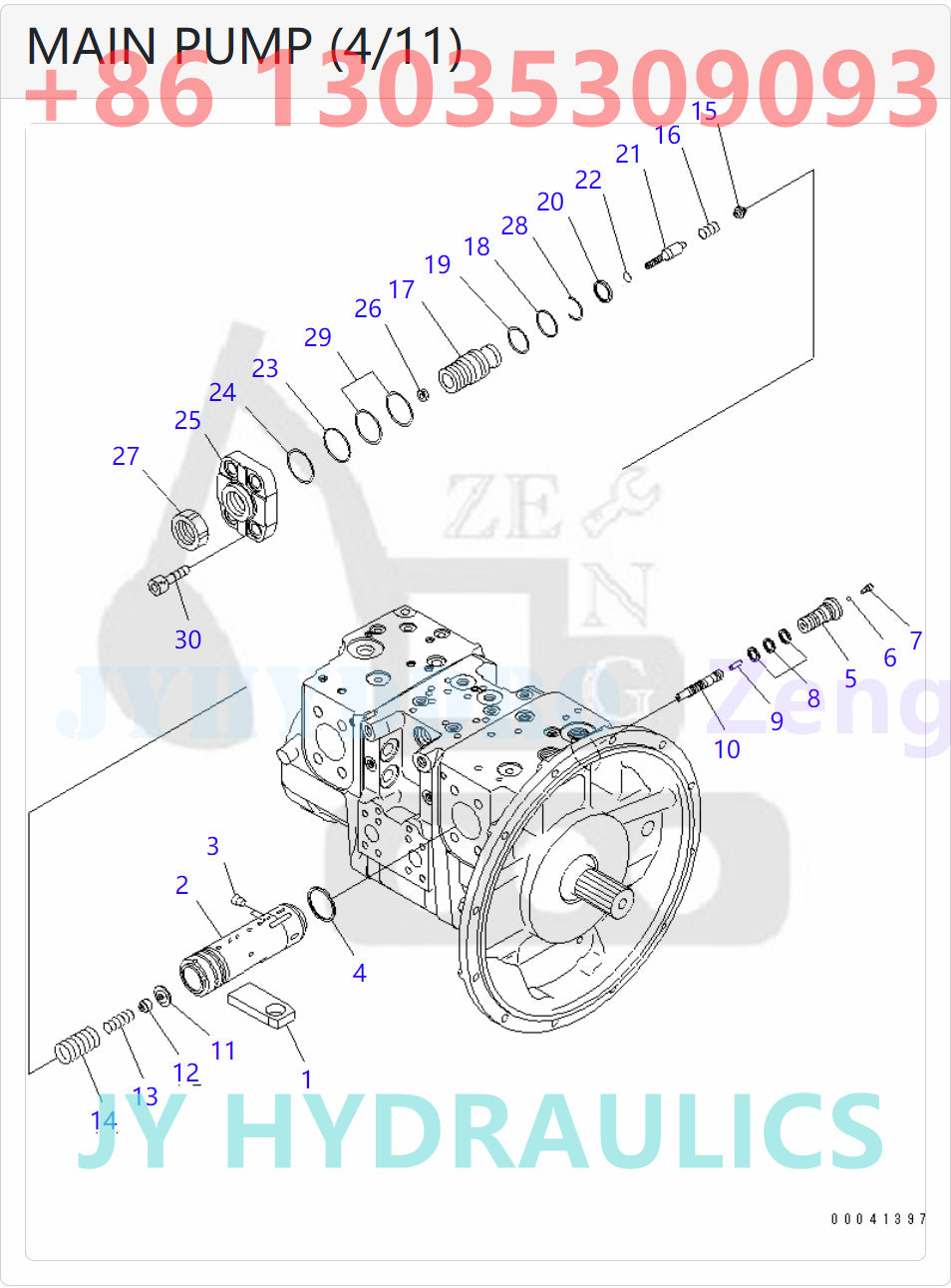 KOMATSU PC210-8K PC210LC-8K PC210NLC-8K PC230NHD-8K EXCAVATOR 708-2L-00700 708-2L-00701 708-2L-01700 708-2L-01701 PUMP ASSEMBLY PARTS