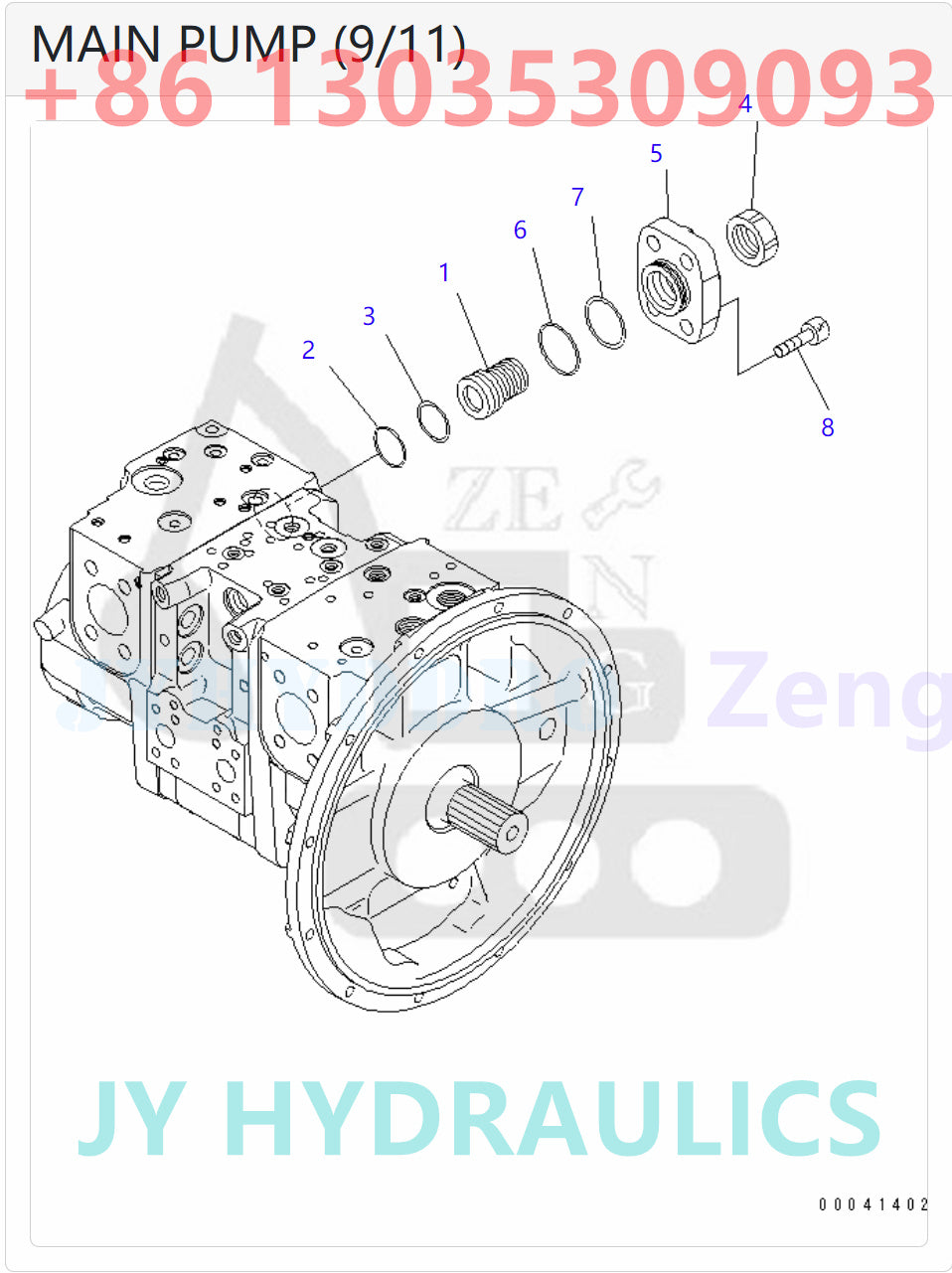 KOMATSU PC210-8K PC210LC-8K PC210NLC-8K PC230NHD-8K EXCAVATOR 708-2L-00700 708-2L-00701 708-2L-01700 708-2L-01701 PUMP ASSEMBLY PARTS