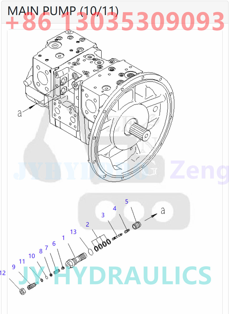 KOMATSU PC210-8K PC210LC-8K PC210NLC-8K PC230NHD-8K EXCAVATOR 708-2L-00700 708-2L-00701 708-2L-01700 708-2L-01701 PUMP ASSEMBLY PARTS
