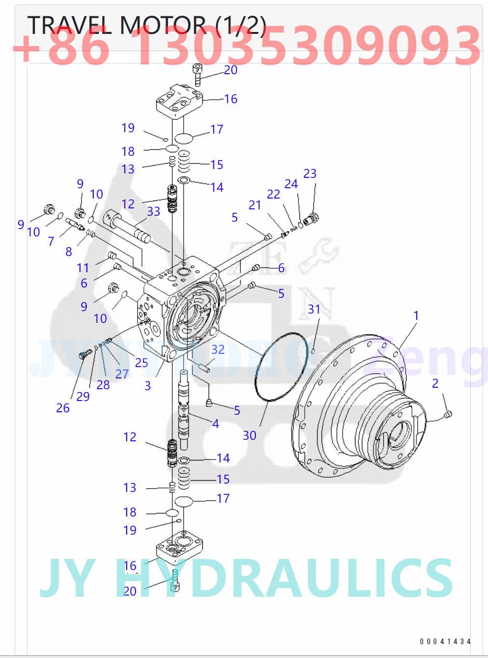 KOMATSU HB205-1 HB215LC-1 PC200-8 / PC200LC-8 PC200-8 PC200-8E0 PC200LC-8 PC200LC-8E0 PC210-8K PC210LC-8K PC210NLC-8K EXCAVATOR 708-8F-00250 TRAVEL MOTOR PARTS