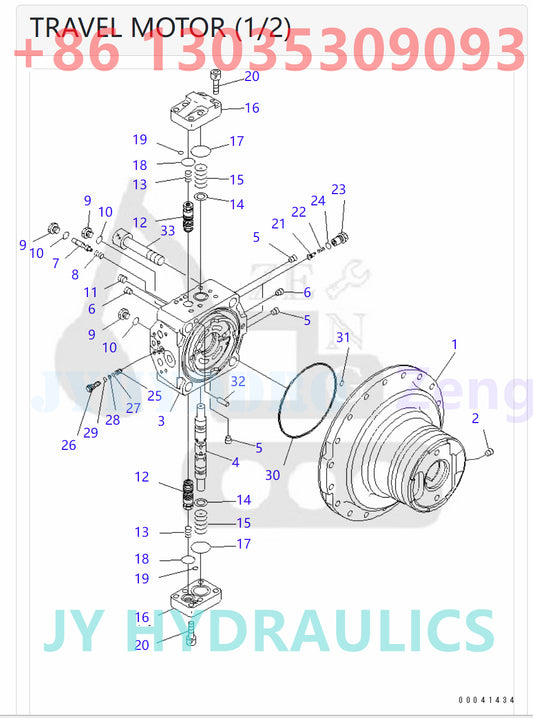 KOMATSU HB205-1 HB215LC-1 PC200-8 / PC200LC-8 PC200-8 PC200-8E0 PC200LC-8 PC200LC-8E0 PC210-8K PC210LC-8K PC210NLC-8K EXCAVATOR 708-8F-00250 TRAVEL MOTOR PARTS