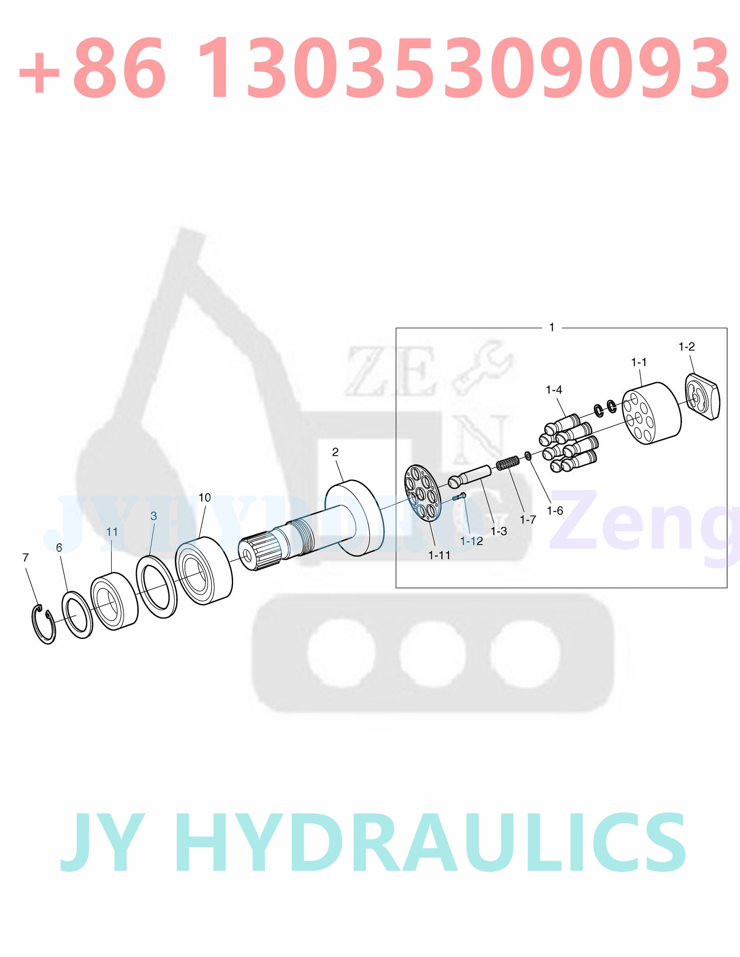 DOOSAN DX210W WHEEL EXCAVATOR K1005191 170403-00075 TRAVEL MOTOR ROTARY GROUP AND SPARE PARTS