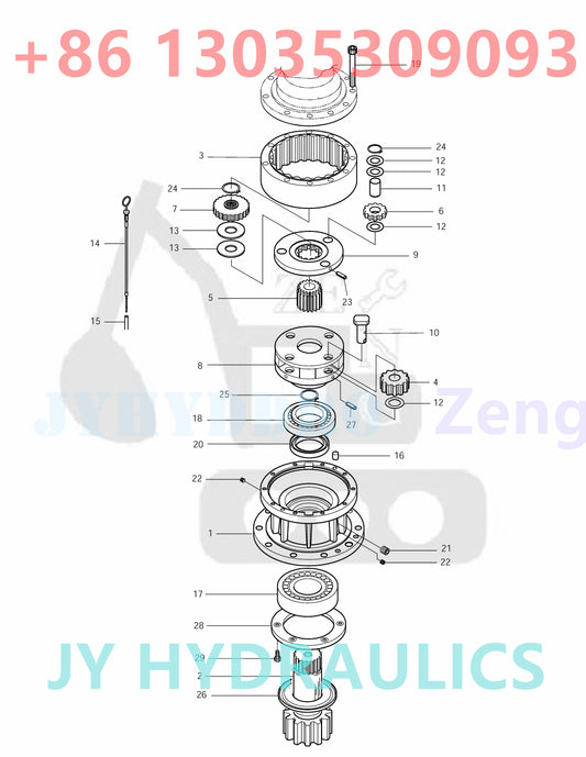 DOOSAN DX140W/DX160W EXCAVATOR SWING REDUCTION GEAR 0-0