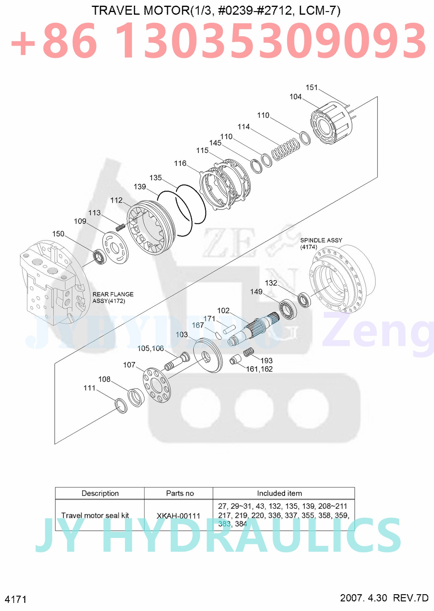 HYUNDAI R130LC-3 R140LC-7 R180LC-3 R200NLC-3 EXCAVATOR 31EL-40010 XKAH-00481 TRAVEL MOTOR ROTARY GROUP AND SPARE PARTS