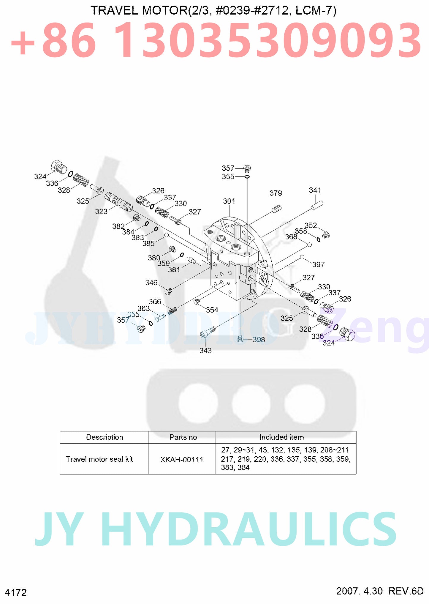HYUNDAI R130LC-3 R140LC-7 R180LC-3 R200NLC-3 EXCAVATOR 31EL-40010 XKAH-00481 TRAVEL MOTOR ROTARY GROUP