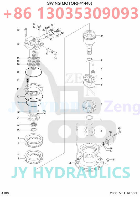 HYUNDAI R140LC-7 R140W-7 EXCAVATOR 31N3-10220 SWING MOTOR ROTARY GROUP AND SPARE PARTS