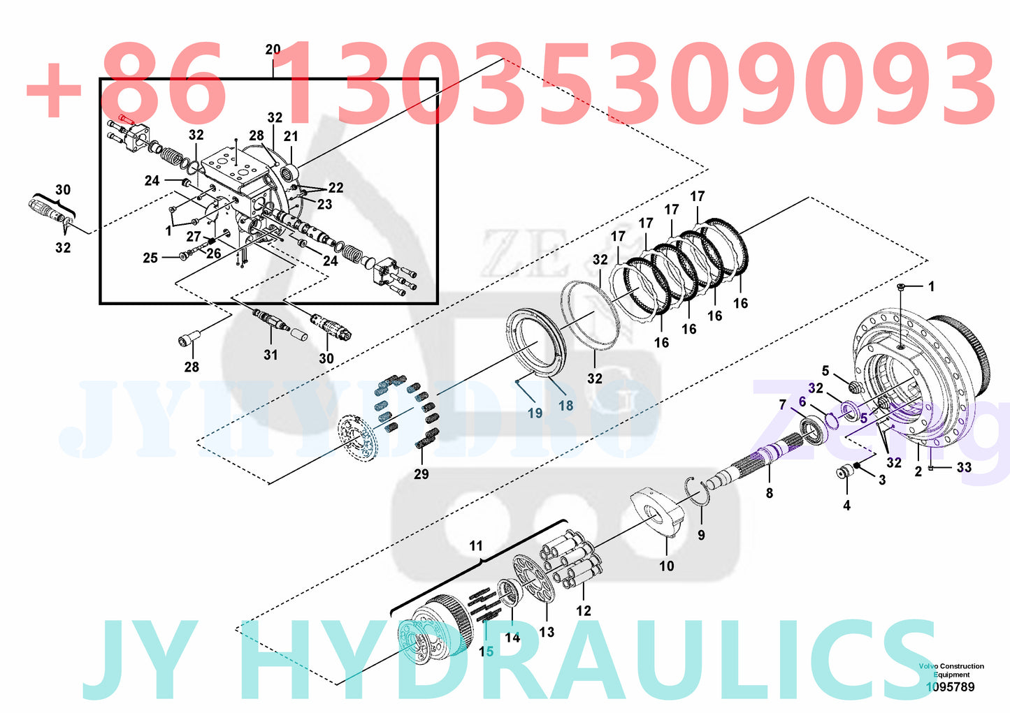 VOLVO EC380E EC380D EC480D EC480E EC480EHR EXCAVATOR VOE14593321 HEAVY TRAVEL MOTOR ROTARY GROUP