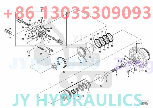 VOLVO EC380E EC380D EC480D EC480E EC480EHR EXCAVATOR VOE14593321 HEAVY TRAVEL MOTOR ROTARY GROUP