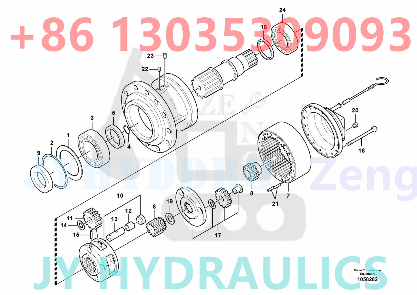 VOLVO EC380D EXCAVATOR Swing gearbox SN 212323126 270001-, 280001- NoneNone 8291893 Autodata Volvo online
