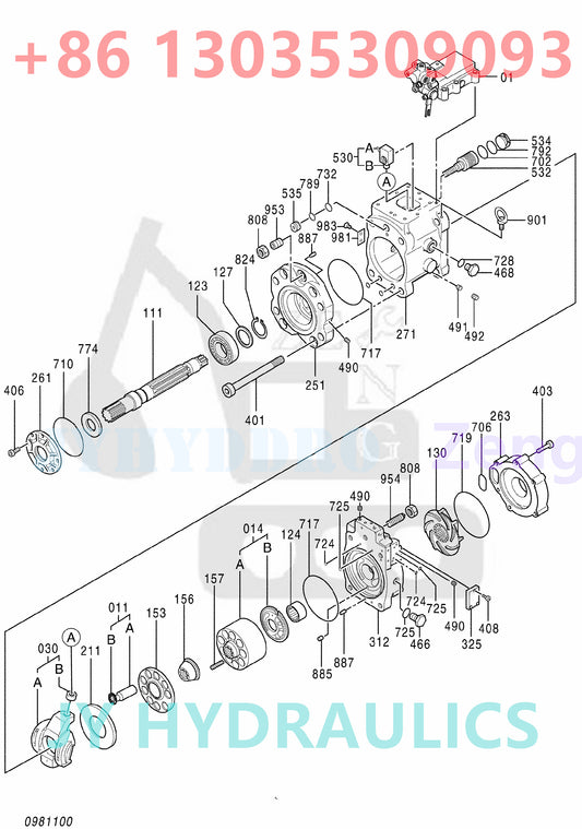 HITACHI EX1200-6 ZX650LC-3 ZX670LCH-3 ZX670LCR-3 ZX850-3 ZX850-3F ZX850LC-3-DH ZX870H-3 ZX870H-3F ZX870H-3-HCMC ZX870R-3 ZX870R-3F EXCAVATOR 4635645 HYDRAULIC PISTON PUMP ROTARY GROUP
