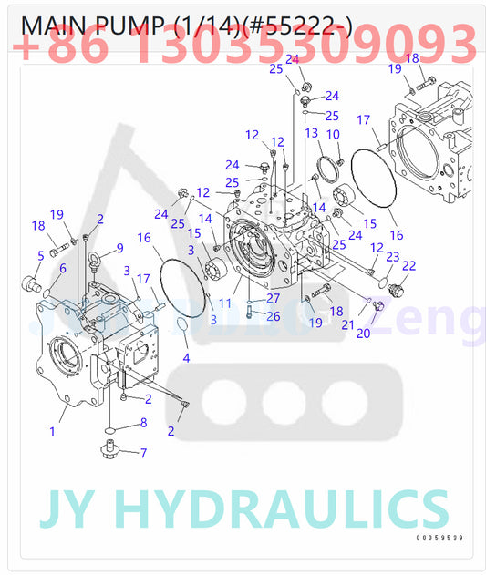 KOMATSU 708-2K-00113  708-2K-01115 HYDRAULIC PUMP ASSY PARTS