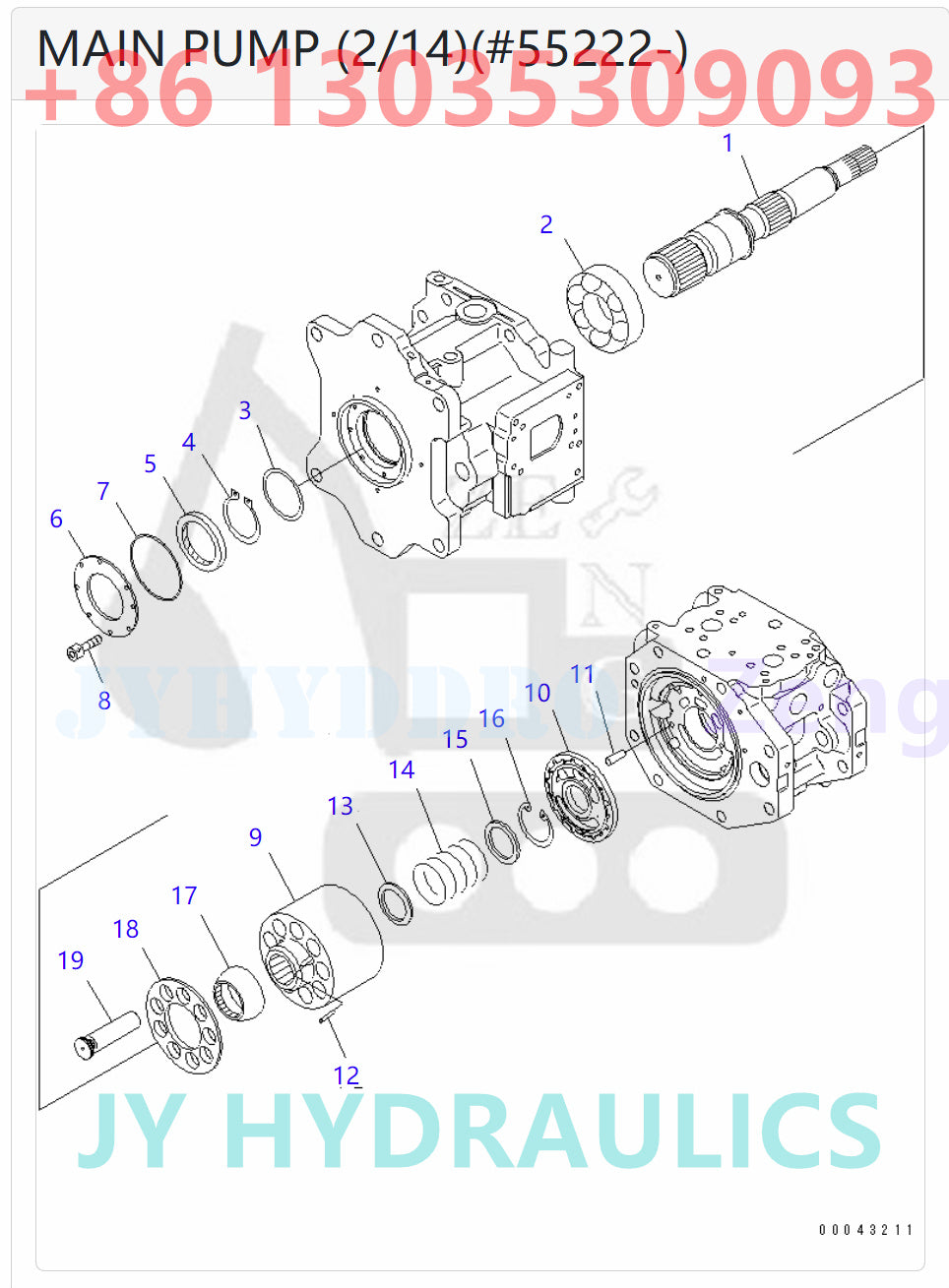 KOMATSU 708-2K-00113  708-2K-01115 HYDRAULIC PUMP ASSY ROTARY GROUP