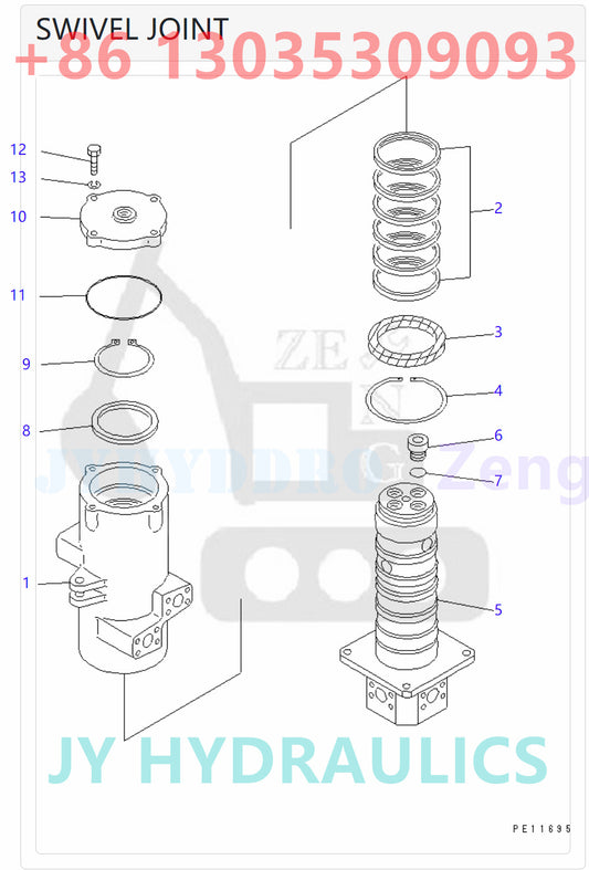KOMATSU 703-11-00111 703-11-00110 703-11-53202 703-11-53201 SWIVEL JOINT ASSY