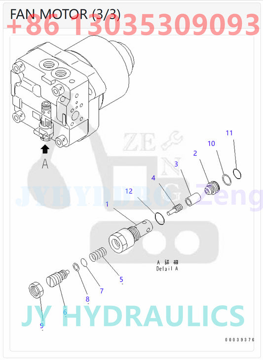 KOMATSU 708-7W-00130 HYDRAULIC MOTOR ASSY ROTARY GROUP AND SPARE PARTS