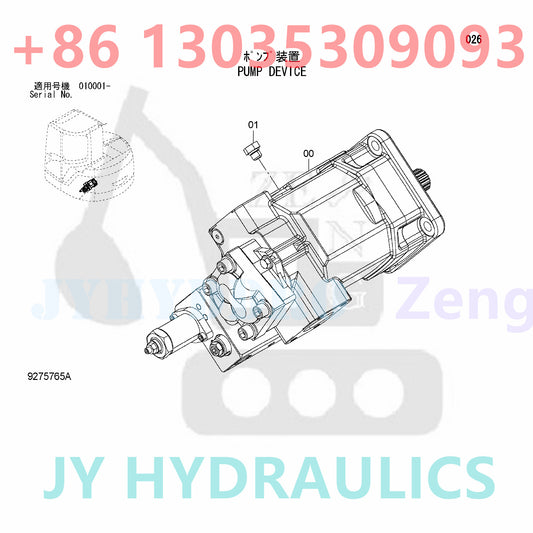 HITACHI ZX60USB-3 ZX60USB-3F ZX60USBNA-3 ZX65USB-3F EXCAVATOR 4668462 9275765A HYDRAULIC PUMP