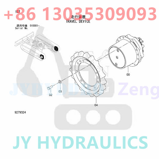 HITACHI 4671390 9279324 FINAL DRIVE TRAVEL MOTOR ASSY
