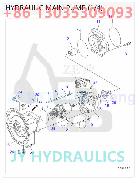 KOMATSU PW150ES-6K PW170ES-6K PW170ES-6K-KA EXCAVATOR 20G-60-K1600 2015308 6975690 MAIN PUMP ASSY PARTS
