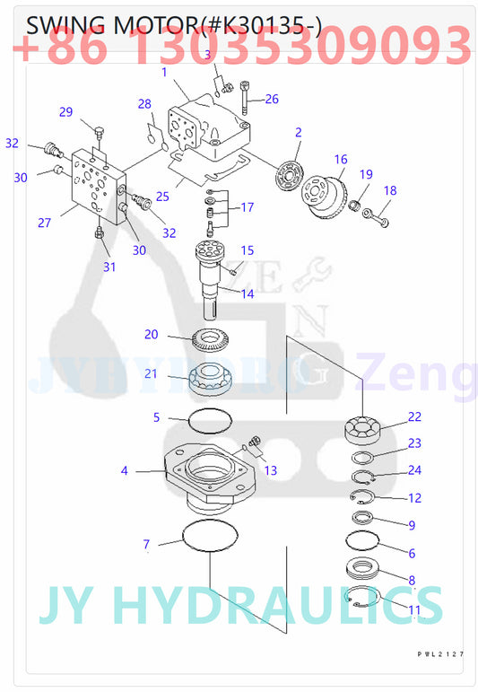KOMATSU PC150-6K PC150LC-6K PC160-6K PC180LC-6K PC180NLC-6K PC200EL-6K PC200EN-6K PW150ES-6K PW170ES-6K PW170ES-6K-KA EXCAVATOR 21P-60-K1183 SWING MOTOR ASSY PARTS