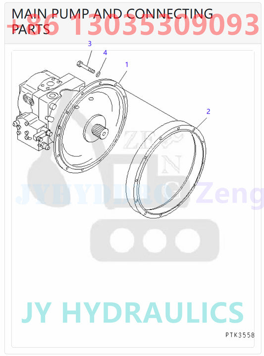 KOMATSU PW150ES-6K PW170ES-6K PW170ES-6K-KA EXCAVATOR 20G-60-K1600 2015308 6975690 MAIN PUMP ASSY ROTARY GROUP