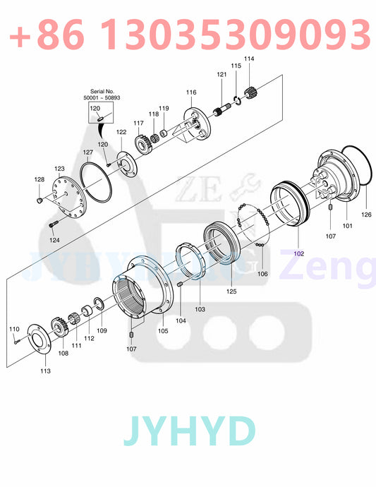 DOOSAN DX60 E60 EXCAVATOR TRAVEL REDUCTION GEAR