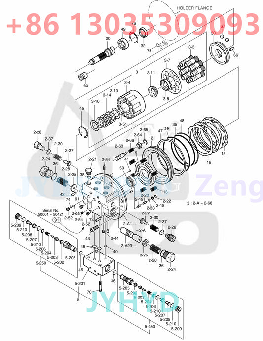 DOOSAN DX60R E60 EXCAVATOR TRAVEL MOTOR ROTARY GROUP AND SPARE PARTS