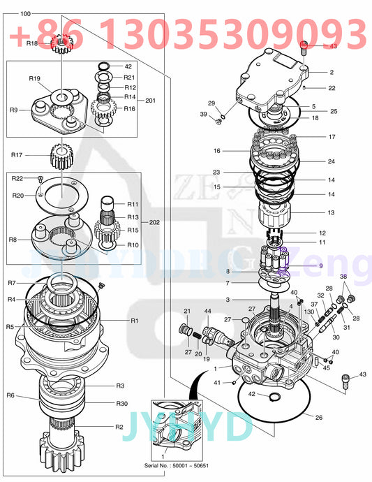 DOOSAN DX60R SWING DEVICE GEAR PARTS