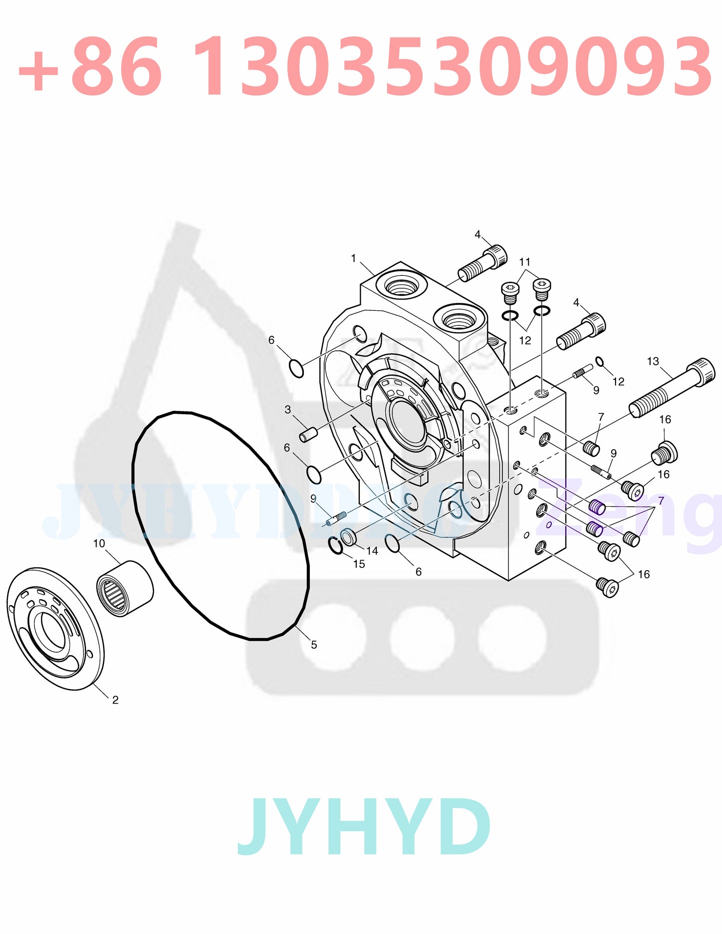 DOOSAN DX60R E60 EXCAVATOR 400914-00350 K1033766A HYDRAULIC PUMP ROTARY GROUP AND SPARE PARTS