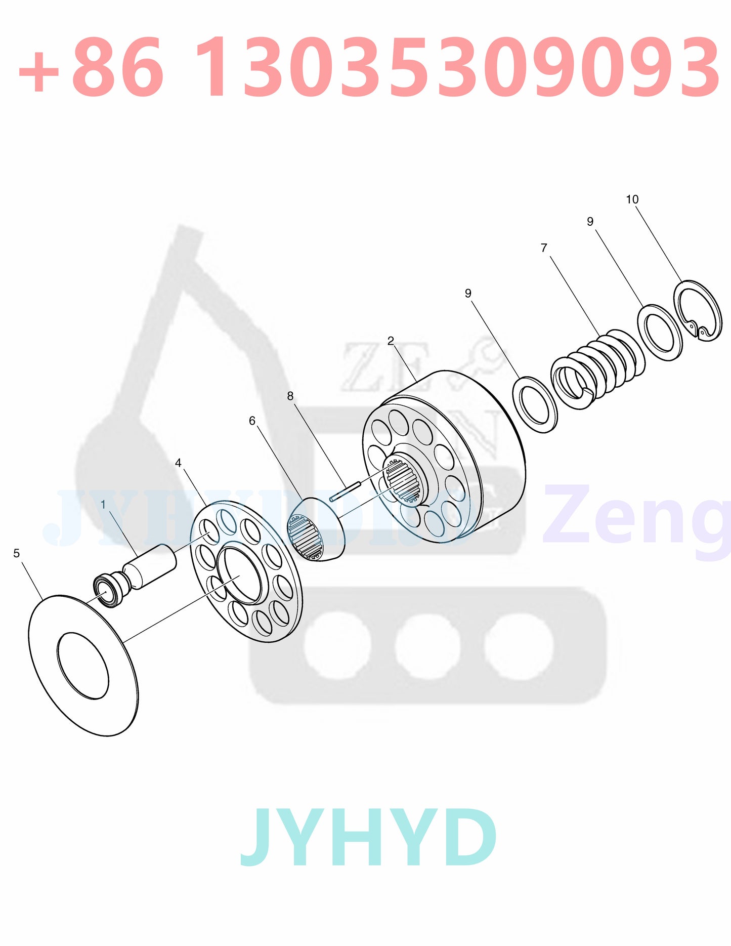 DOOSAN DX60R E60 EXCAVATOR 400914-00350 K1033766A HYDRAULIC PUMP ROTARY GROUP AND SPARE PARTS